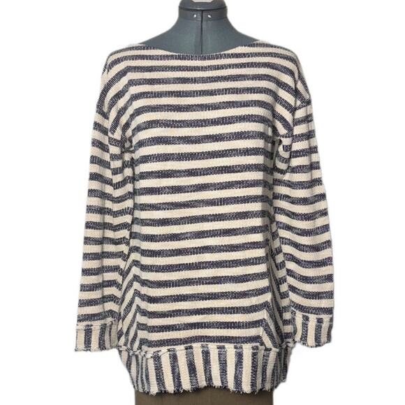 Soft Surroundings Sweater Women's Size SP Black/Cream Striped Marina Pullover - Picture 1 of 16